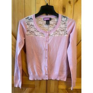 Say What Cardigan Women’s Size S Pink Button Up (1160)